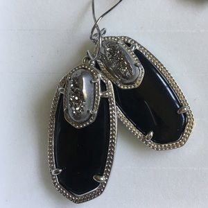 Kendra Scott Black and Silver Druzy Earrings